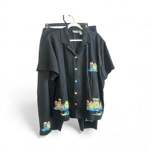 Jane Ashley 2pc Capri Pants & Short Sleeve Top Set 100% Cotton Size 3X